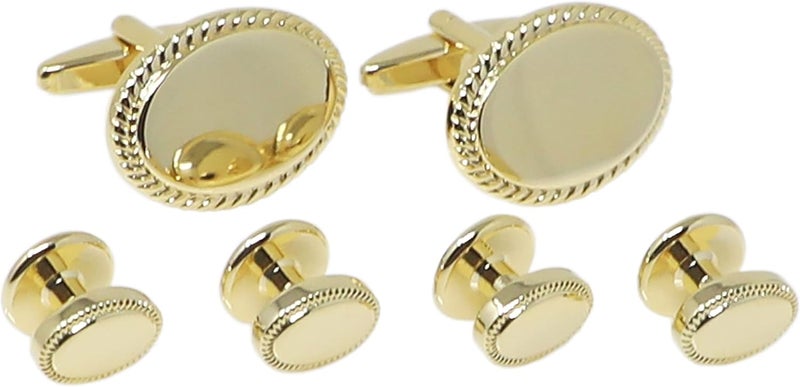 MENDEPOT Men Formal Wear Dress Shirt Cufflinks And Studs Set With Box Wedding Groom Groomsmen Gift - Image 1